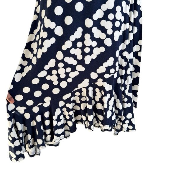 CAbi The Perfect Wrap Dress Blue White Polka Dot Size Small Short Sleeve Maxi - Picture 7 of 10